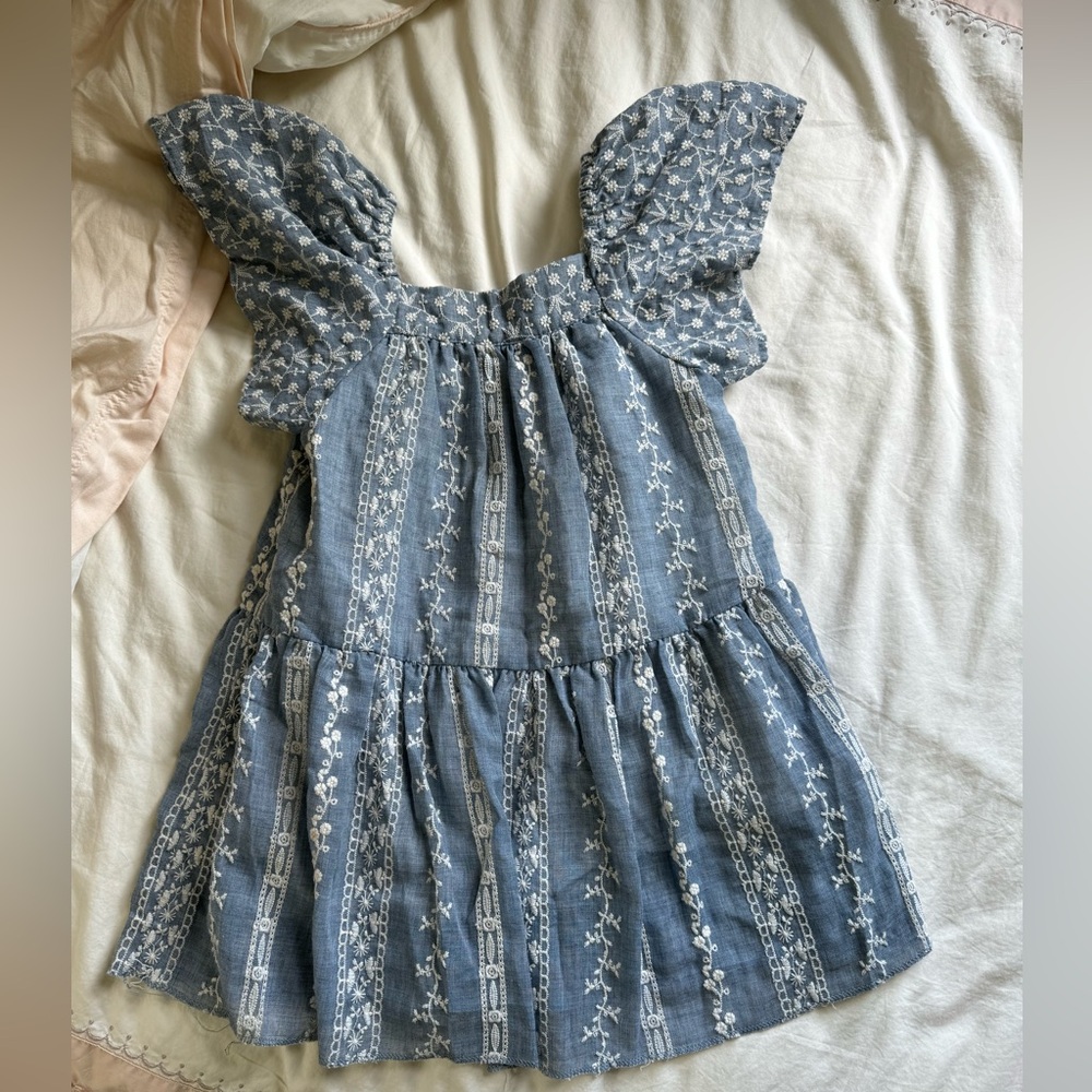 Zara Girls Embroidered Denim Dress 2-3